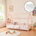 en.casa Kinderbett Sisimiut mit Matratze 90x200 cm Rosa / Weiß