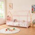 en.casa Kinderbett Sisimiut 90x200 cm Rosa / Weiß