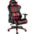 tectake® Racing Gaming Stuhl, ergonomische Form, mit verstellbarer Rückenlehne, Kunstlederbezug, abnehmbares Nacken- und Lendenkissen, Belastbarkeit 120 kg