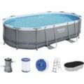 Bestway 56448 | Power Steel Frame Pool-Set mit Filterpumpe 488x305x107cm oval