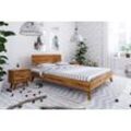 Natur24 Einzelbett Bett Gerg 1 Sonderlänge 120x210 Wildeiche Holzkopfteil und Ho...