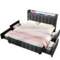 Fine Life Pro Bett Polsterbett mit USB-Ladefunktion, Kopfteil und LED-Beleuchtun...