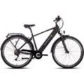 E-Bike SAXONETTE "Comfort Sport" E-Bikes Gr. 48 cm, 28 Zoll (71,12 cm), schwarz (schwarz matt) E-Bikes Trekking E-Bike Trapez Rahmen, integriertes Rahmenschloss, Pedelec