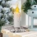 Weihnachtskerzen LED Weihnachtsdeko Kerzen Tischleuchte Flackereffekt Kerze, Sternenhalter Flackereffekt weiß klar, 1x LED, DxH 14,5x165 cm
