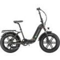 E-Bike GREENSTREET "Tiefeinsteiger Klapprad GS5" E-Bikes Gr. 40 cm, 20 Zoll (50,80 cm), grau (anthrazit) E-Bikes Pedelec, Elektrofahrrad für Damen u. Herren, Klapprad, Fat Tires