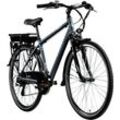E-Bike ZÜNDAPP "Green 7.7 Herren" E-Bikes Gr. 48 cm, 28 Zoll (71,12 cm), grau (blau, grau) E-Bikes Pedelec, Elektrofahrrad für Damen u. Herren, Trekkingrad