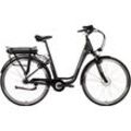 E-Bike SAXONETTE "City Plus" E-Bikes Gr. 45 cm, 28 Zoll (71,12 cm), schwarz (schwarz matt) E-Bikes Pedelec, Elektrofahrrad für Damen u. Herren, Cityrad, Rücktrittbremse