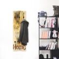Garderobenleiste ARTLAND "Willkommen in unserem Zuhause" Garderobenhalter Gr. B/H/T: 45 cm x 140 cm x 2,8 cm, braun Haken teilmontiert