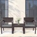 Sekey Balkonmöbel Set, 3 Teilig Gartenmöbel-Set aus PE-Polyrattan Wetterfest, Tisch und 2 Stühle mit Sitzkissen, Sitzgruppe Lounge Set,