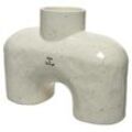 Deko-Vase HANNIS, Sandfarben - nicht wasserdicht - Steingut - H 15 cm - gemustert