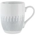 Home4You Kaffeetasse, Weiß - Blau - Porzellan - 290 ml - grafisches Muster