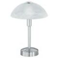TRIO Leuchten LED-Tischlampe DONNA, Nickel matt - Weiß - Metall - Glas - H 30 cm - dimmbar