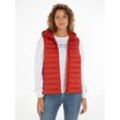 Steppweste TOMMY HILFIGER "LW PADDED GLOBAL STRIPE VEST" Gr. L (40), terra red Damen Westen Kurzwesten mit Elastic-Band