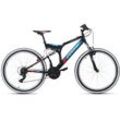 Mountainbike KS CYCLING "Zodiac" Fahrräder Gr. 48 cm, 26 Zoll (66,04 cm), schwarz (schwarz, rot) Full Suspension für Damen und Herren, Kettenschaltung