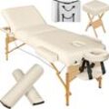 tectake® 3 Zonen Massageliege-Set, inklusive Hocker, Lagerungsrollen und Tragetasche, klappbar und höhenverstellbar, 218 x 102 x 65 - 90 cm