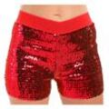 Pailletten-Hotpants, rot