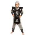 Ninja Kostüm für Kinder, grau/schwarz/weiß