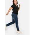 Große Größen: Skinny Stretch-Jeans mit Bodyforming-Effekt, dark blue Denim, Gr.100