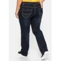 Große Größen: Gerade Stretch-Jeans mit Used-Effekten, dark blue Denim, Gr.100