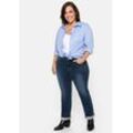 Große Größen: Gerade Stretch-Jeans mit Bodyforming-Effekt, dark blue Denim, Gr.100