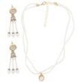 Schmuck-Set "Perlen", 3-teilig, creme/gold