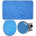 3-teiliges Badezimmer Set Tautropfen Blau