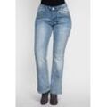 Große Größen: Bootcut Stretch-Jeans im Used-Look, light blue Denim, Gr.100