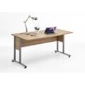 Schreibtisch FMD "Calvi" Tische Gr. B/H/T: 160 cm x 75 cm x 80 cm, braun (alteichefarben, grau) Schreibtische