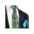 Paul Malone Krawatte 7-Fold Seidenkrawatte Schlips modern elegant 100% Seide paisley (Set