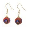Bella Carina Paar Ohrhänger Ohrringe mit Murano Glas Mosaik Perlen rot t1 cm 925 Silber vergoldet