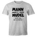 MoonWorks Print-Shirt Herren T-Shirt Mann mit Nudel sucht Frau mit Klopapiier 2020 hamstern bunkern Fun-Shirt Spruch lustig Moonworks® mit Print
