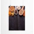 Sinus Art Poster Food-Fotografie  Holzlöffel mit verschiedenen Gewürzen 60x90cm Poster