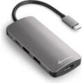 Sharkoon Type C Multiport Adapter (USB C), Dockingstation + USB Hub, Grau