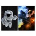 Sinus Art Leinwandbild 2 Bilder je 60x90cm Astronaut Weltraum Nebel Planeten Kosmos Sterne Fantasie