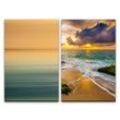 Sinus Art Leinwandbild 2 Bilder je 60x90cm Horizont Minimal Meer Sonnenuntergang Strand Wolken Beruhigend