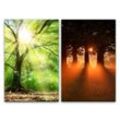 Sinus Art Leinwandbild 2 Bilder je 60x90cm Sonnenschein Baumkrone Bäume Natur Stille warmes Licht Heilsam