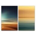 Sinus Art Leinwandbild 2 Bilder je 60x90cm Wüste Sahara Horizont Minimal Abstrakt Sonnenuntergang Gold