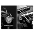 Sinus Art Leinwandbild »2 Bilder je 60x90cm Oldtimer Schwarz Klavierlack Scheinwerfer Traumauto Gitarrensaiten altes Auto«