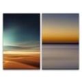 Sinus Art Leinwandbild 2 Bilder je 60x90cm Wüste Sahara Horizont Minimal Abstrakt Abenddämmerung Himmel