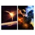Sinus Art Leinwandbild 2 Bilder je 60x90cm Universum Fantasie Saturn Planeten Super Nova Weltraum