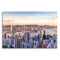 Sinus Art Leinwandbild 120x80cm Wandbild Hongkong Victoria Harbor Wolkenkratzer Wasser