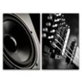 Sinus Art Leinwandbild 2 Bilder je 60x90cm Lautsprecher Schwarz Weiß Gitarre Musik Musikbox Audiophile
