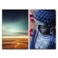 Sinus Art Leinwandbild 2 Bilder je 60x90cm Wüste Sahara Buddha Meditation Kraft Geist Seele