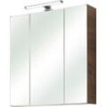 Saphir Spiegelschrank Quickset Badschrank, 3 Spiegeltüren, 6 Einlegeböden, 65 cm breit inkl. LED-Beleuchtung, Türdämpfer, Schalter-/Steckdosenkombination, beige