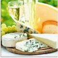 Artland Glasbild Käse & Wein, Lebensmittel (1 St), in verschiedenen Größen, beige