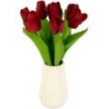 Kunstblume Real-Touch-Tulpen, I.GE.A., Höhe 33 cm, Vase aus Keramik, rot