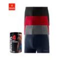 Bench. Boxer (Packung, 4-St) in der Dose mit kleinem Logodruck auf dem Bein, bunt|rot|schwarz