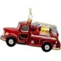 SIKORA Christbaumschmuck BS754 Feuerwehrauto Glas Figur Premium Weihnachtsbaum Anhänger