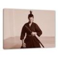 Pixxprint Leinwandbild stolze Samurai-Kriegerin