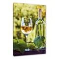 Pixxprint Leinwandbild Wein und Weintrauben